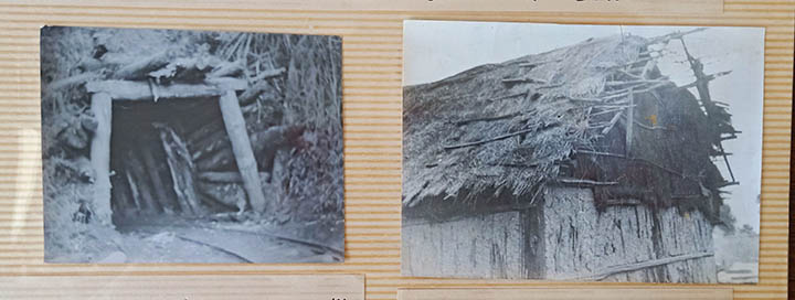 左图为残留的羊桥箐矿井，，，，，，后被外地农民修复开采。。。。。。。右图为残留的工棚。。。。。。。.jpg